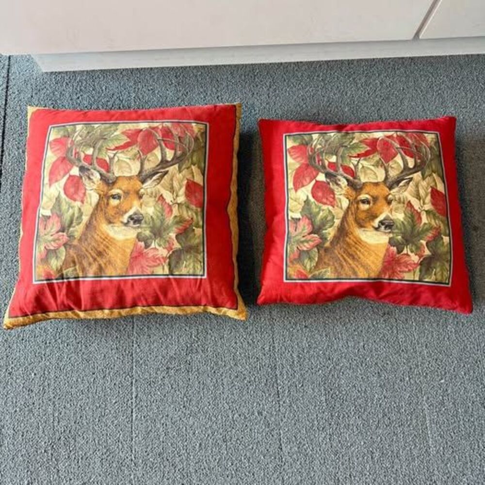 Buck Deer in Autumn 16x15 Pillows Set of Deer - Both Sides